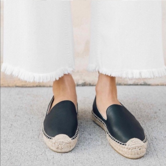 Soludos Shoes - Soludos Black Leather Espadrilles 8.5